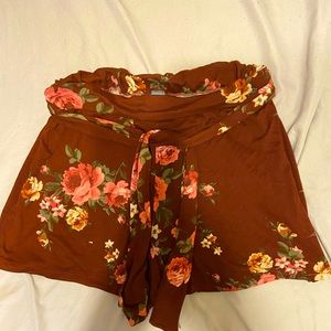 Maroon floral shorts